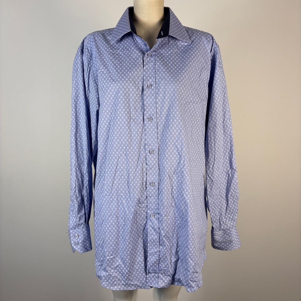 ❤️English Laundry Men's Blue Geometric Dress Shirt XL